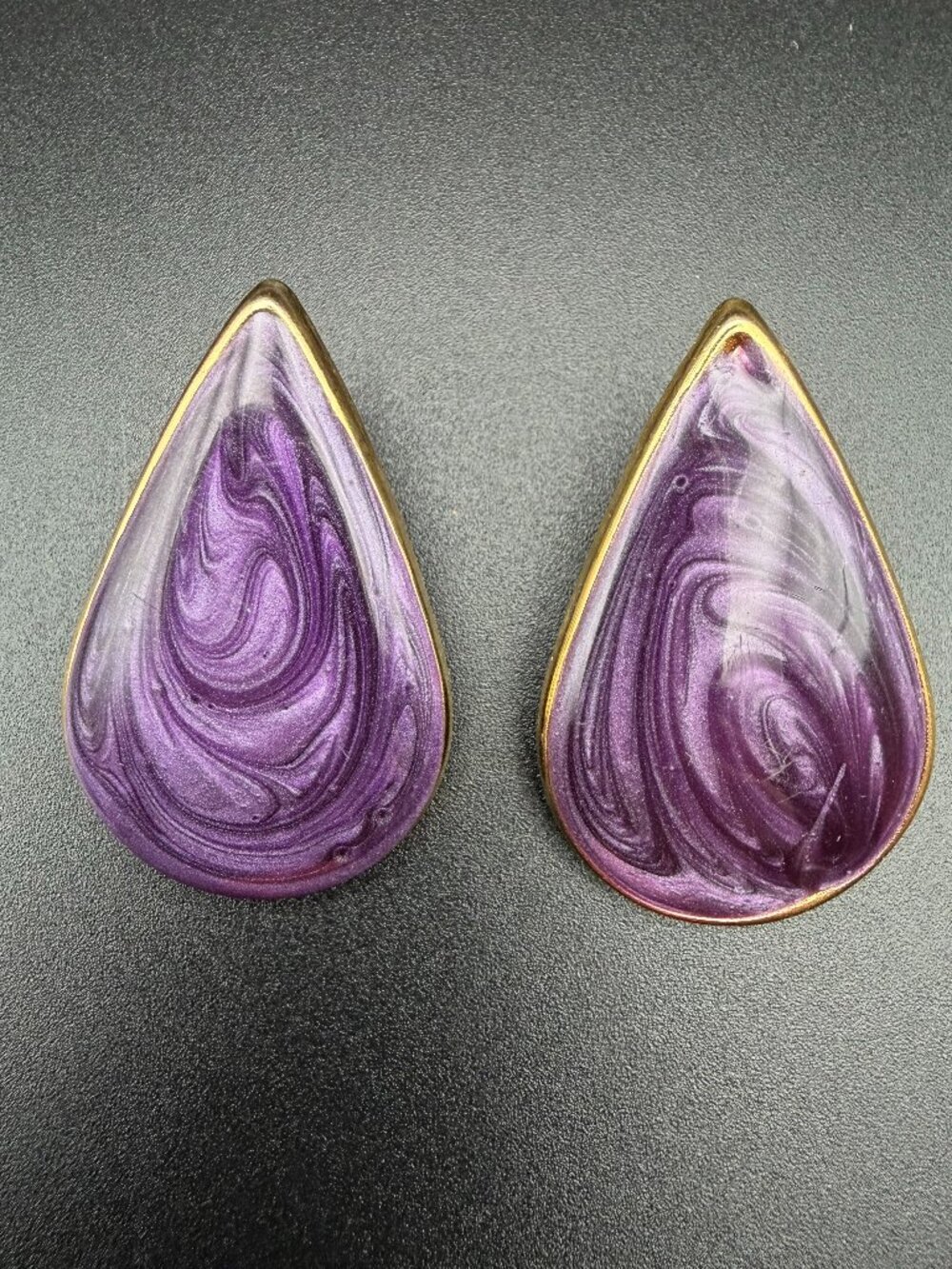 Vintage Purple Swirl Teardrop Earrings